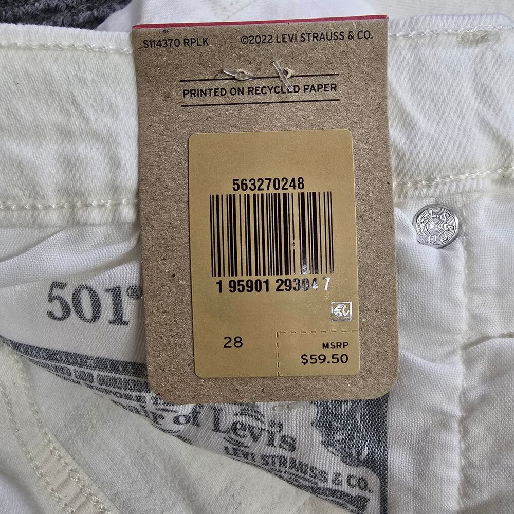 Levi's 501 Shorts Womens 28 White High Rise Cutoff Frayed Hem Denim NWT - Picture 7 of 7